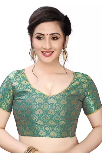 Grey Printed silk blend Blend Saree With Blouse