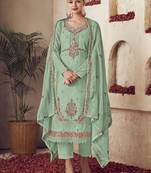 green organza embroidered dress material
