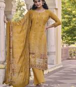 Stylee lifestyle mustard muslin digital printed dress material