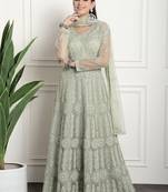 green net embroidered gown style