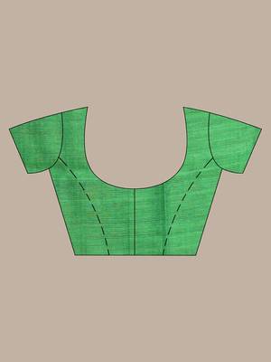 Green Cotton Blend Handwoven Saree With Gheecha Pallu 4