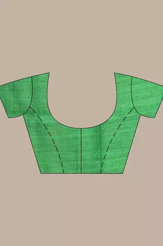 Green Cotton Blend Handwoven Saree With Gheecha Pallu