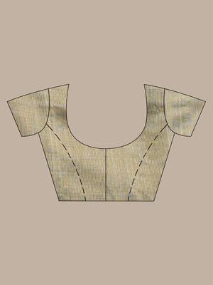 Beige Cotton Blend Handwoven Saree With Gheecha Pallu 4