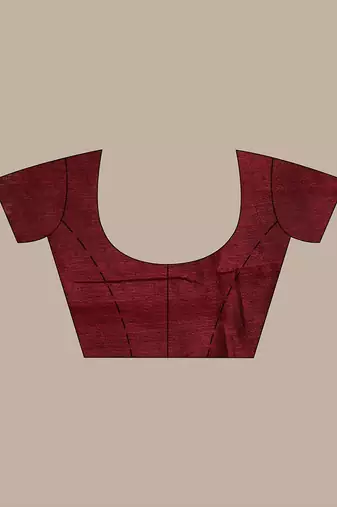 Maroon Handwoven Cotton Blend Soft Saree With Zari Woven Checked Box Design