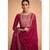 Dark pink silk blend embroidery straight fit palazzo suits