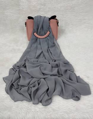 Ana light weight breathable soft georgette grey hijab 1