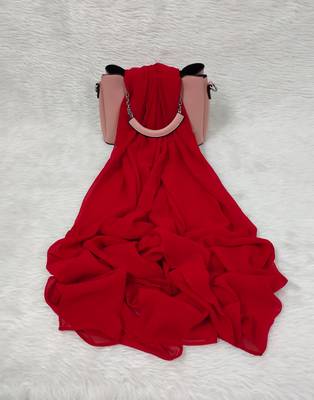 Ana light weight breathable soft georgette red hijab 1