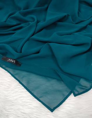 Ana light weight breathable soft georgette teal blue hijab 2