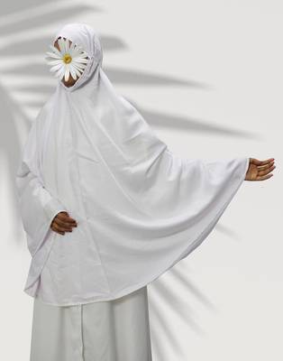 Ana women's namaz makhna cotton solid white hijab 1