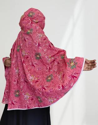Ana women's namaz makhna cotton floral print pink hijab 1