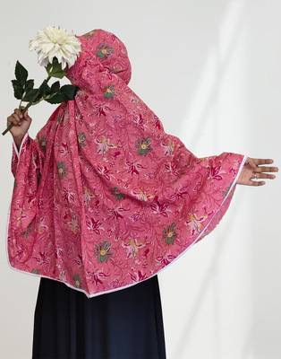 Ana women's namaz makhna cotton floral print pink hijab 2