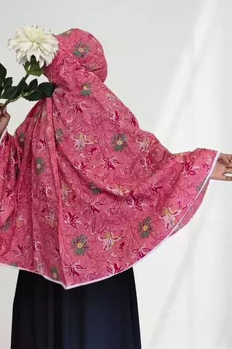 Ana women's namaz makhna cotton floral print pink hijab