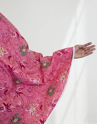 Ana women's namaz makhna cotton floral print pink hijab 4