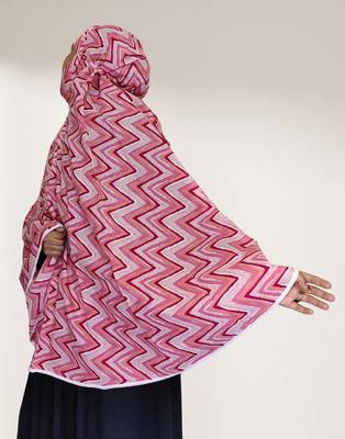Ana women's namaz makhna cotton zig zag pink hijab 1