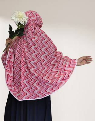 Ana women's namaz makhna cotton zig zag pink hijab 2