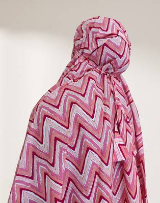 Ana women's namaz makhna cotton zig zag pink hijab 3