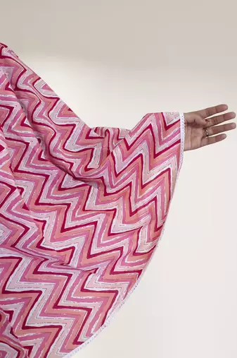 Ana women's namaz makhna cotton zig zag pink hijab