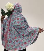 Ana women's namaz makhna cotton floral print sky blue hijab