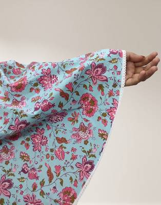 Ana women's namaz makhna cotton floral print sky blue hijab 3