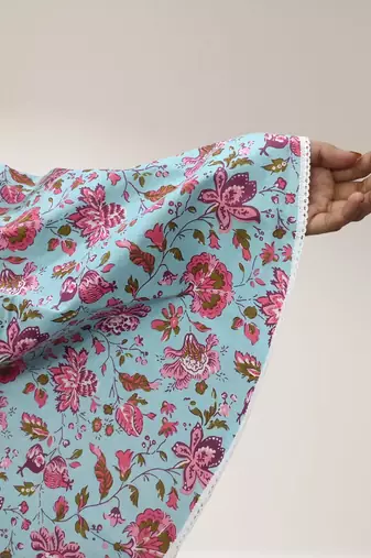 Ana women's namaz makhna cotton floral print sky blue hijab