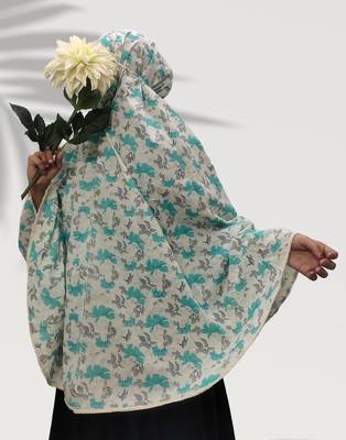 Ana women's namaz makhna cotton floral print sky blue hijab 1