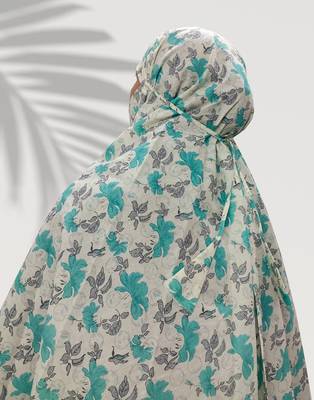 Ana women's namaz makhna cotton floral print sky blue hijab 2