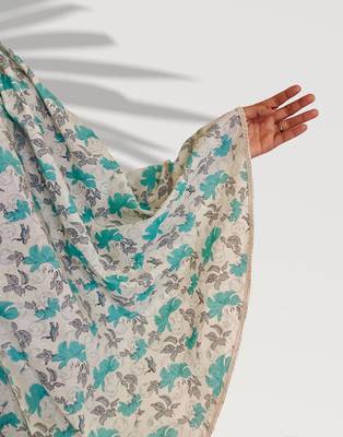 Ana women's namaz makhna cotton floral print sky blue hijab 3