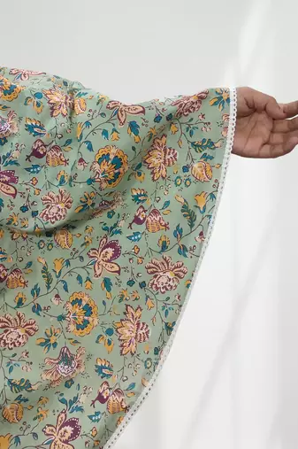 Ana women's namaz makhna cotton floral print mint green hijab