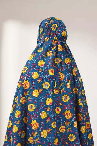 Ana women's namaz makhna cotton floral print teal blue hijab