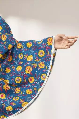 Ana women's namaz makhna cotton floral print teal blue hijab
