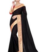 Black golden mukesh work & banarasi moti border vichitra blooming silk party wear with blouse