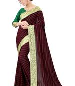 Brown golden mukesh work & banarasi moti border vichitra blooming silk party wear with blouse
