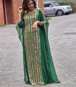Green Georgette Mirror Work Kaftan for Women