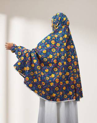 Ana yellow floral teal blue cotton namaz makhna 2