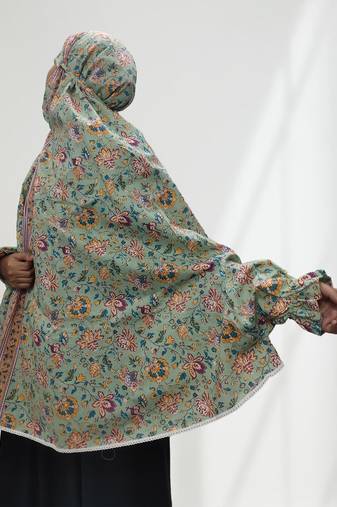 Ana floral mint green cotton namaz makhna