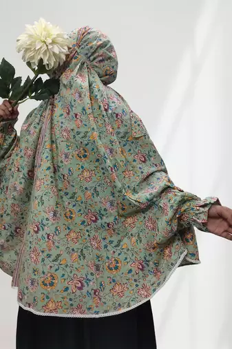 Ana floral mint green cotton namaz makhna