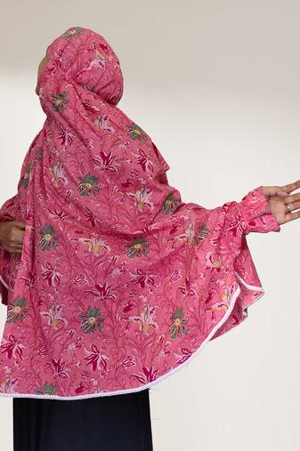 Ana pink floral cotton namaz makhna
