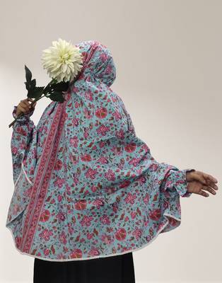 Ana saturn floral sky blue cotton namaz makhna 2