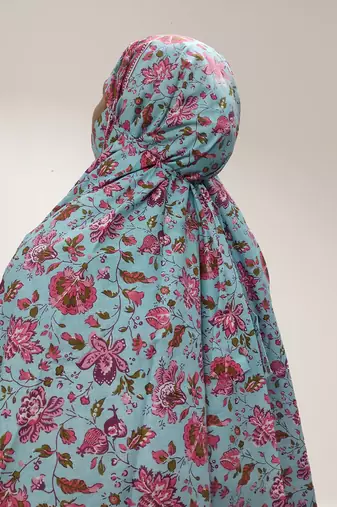 Ana saturn floral sky blue cotton namaz makhna