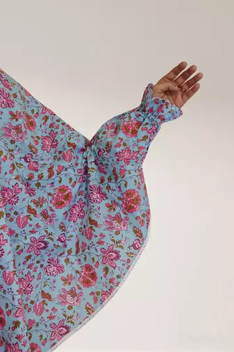 Ana saturn floral sky blue cotton namaz makhna