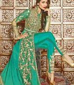 Green Embroidered Georgette Semi-Stitched Anarkali Suit