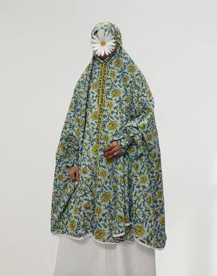 Ana sky blue yellow floral cotton namaz makhna 1