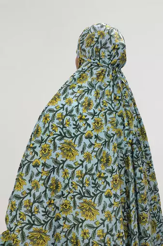 Ana sky blue yellow floral cotton namaz makhna
