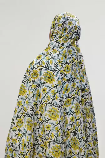 Ana yellow floral cotton namaz makhna