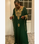 Green  Zari & Stone Work stitched Georgette Designed Farasha Party Wear