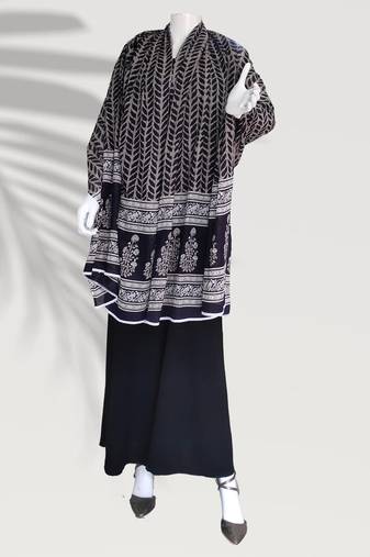Ana black floral cotton namaz dupatta