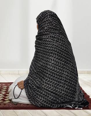 Ana black floral cotton namaz dupatta 2
