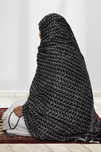 Ana black floral cotton namaz dupatta