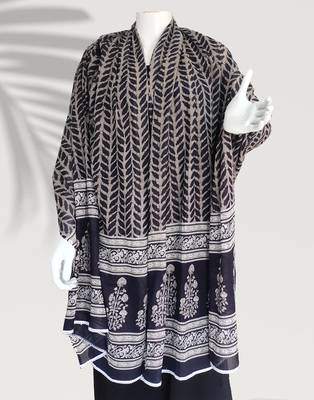 Ana black floral cotton namaz dupatta 3