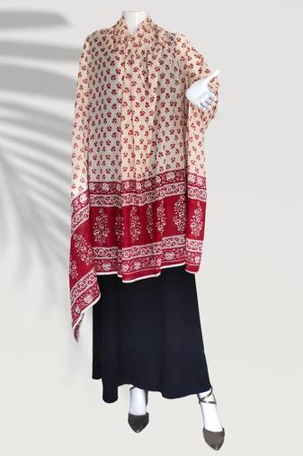 Ana maroon floral cotton namaz dupatta